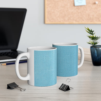 Bright Aqua Teal: Denim-Inspired Refreshing Blue Summer Fabric - Ceramic Mug 11oz