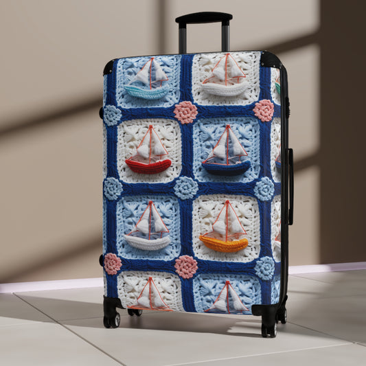 Crochet Boat Ship Sea Vessel Ocean Beach Travel Yacht Design - Suitcase