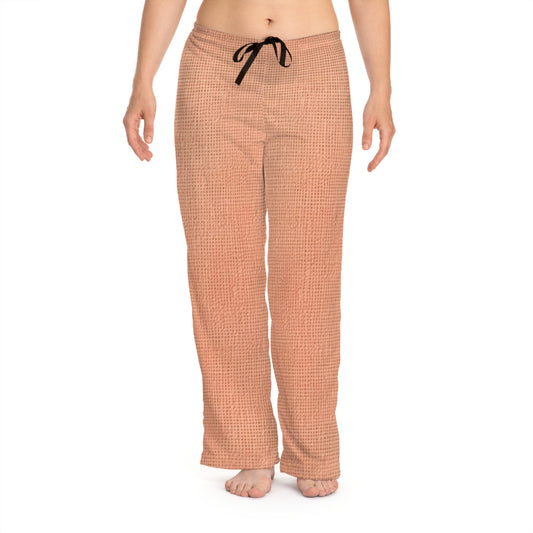 Soft Pink-Orange Peach: Denim-Inspired, Lush Fabric - Women's Pajama Pants (AOP)