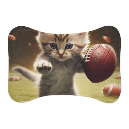 Football Kitty Fantasy: Feline Cat American Sport Quarterback - Pet Feeding Mats