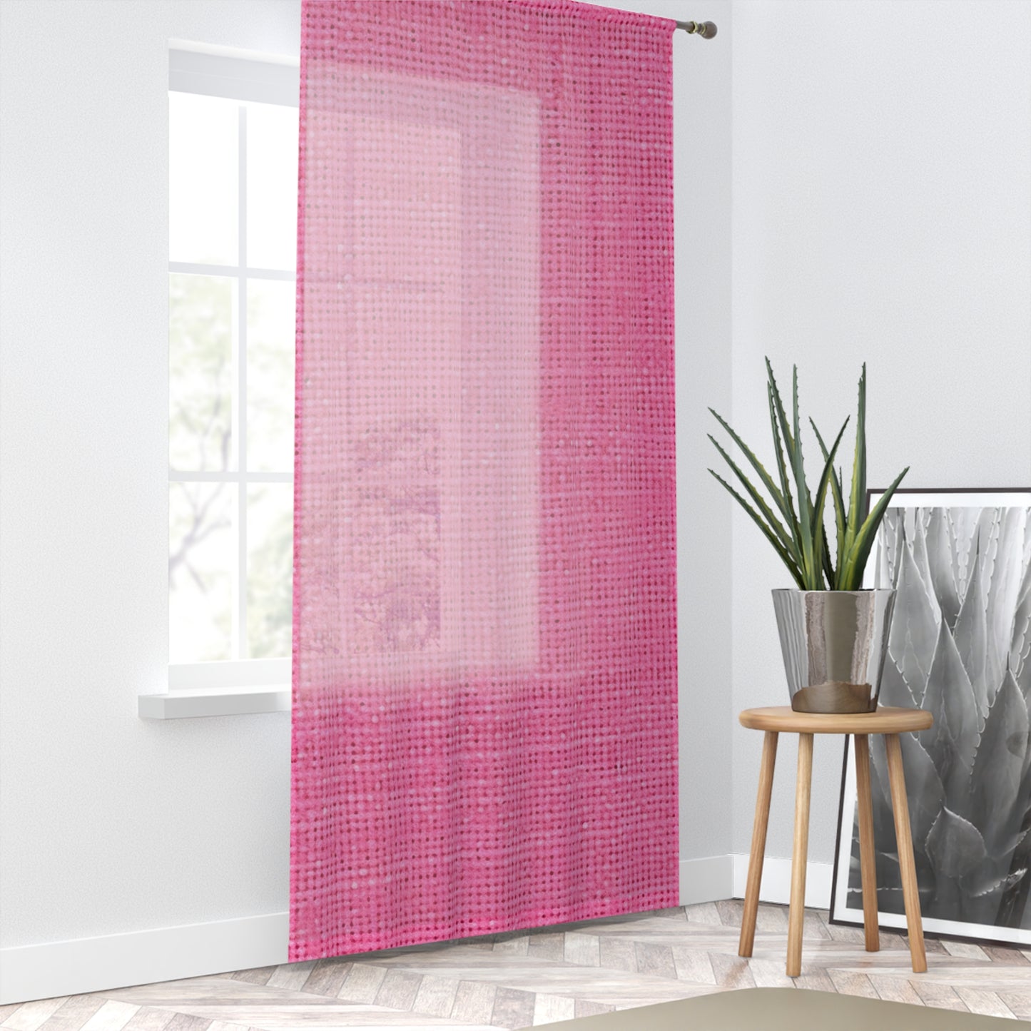 Doll-Like Pink Denim Designer Fabric Style - Window Curtain