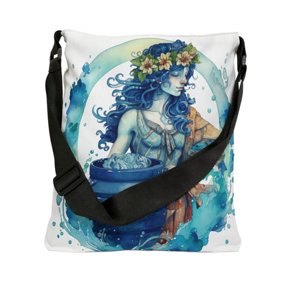 Artistic Aquarius Zodiac - Watercolor Water-Bearer Depiction - Adjustable Tote Bag (AOP)