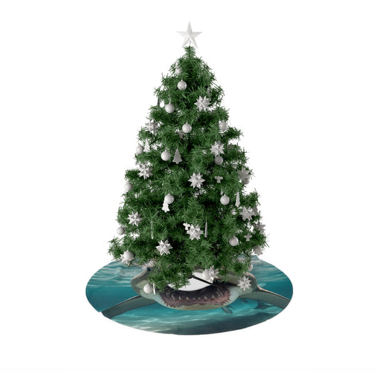 Bull Shark: River Monster Menace - Realistic Dark Water Predator - Christmas Tree Skirts