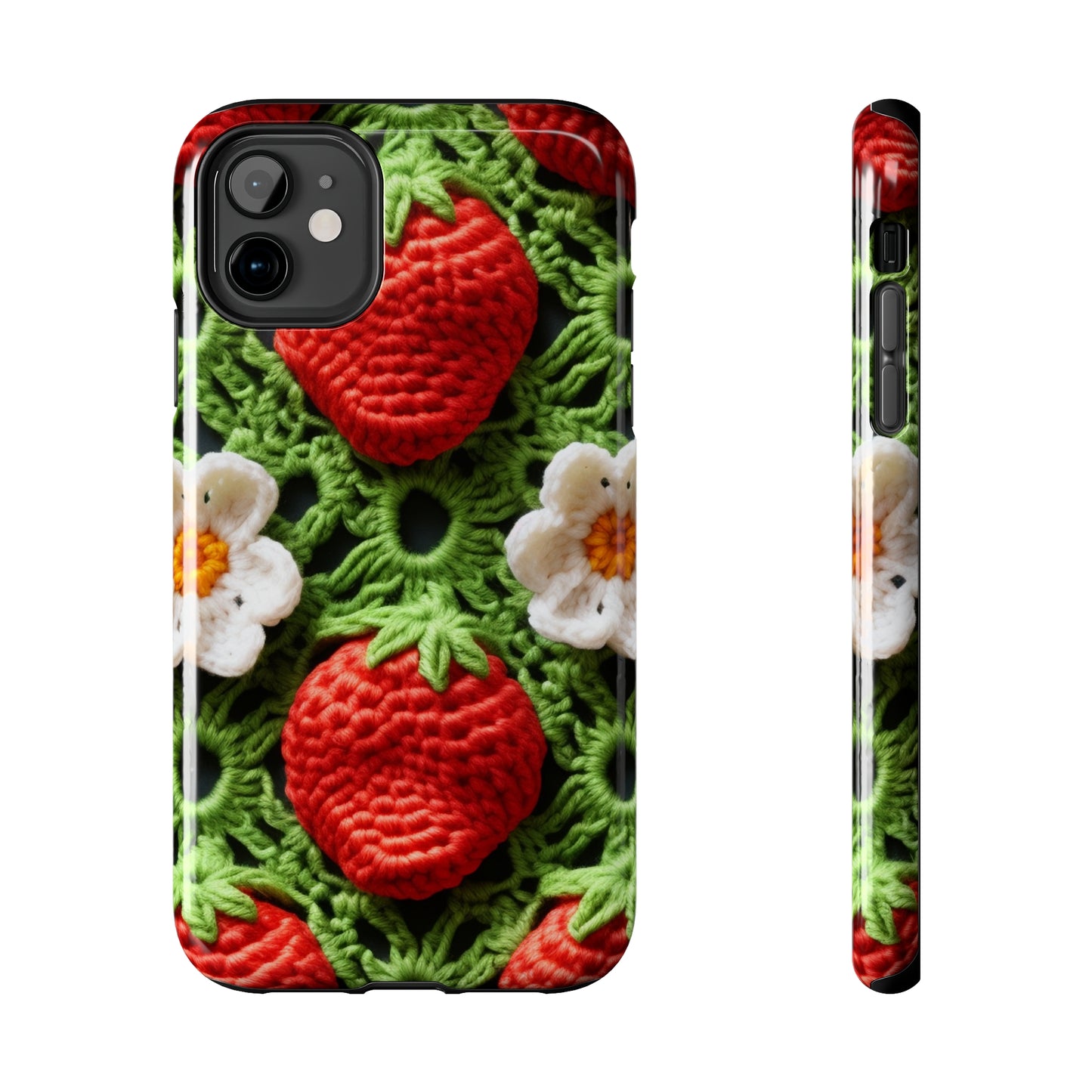 Strawberry Field Crochet - Forever Forest Greens - Fruit Berry Harvest Crop - Tough Phone Cases