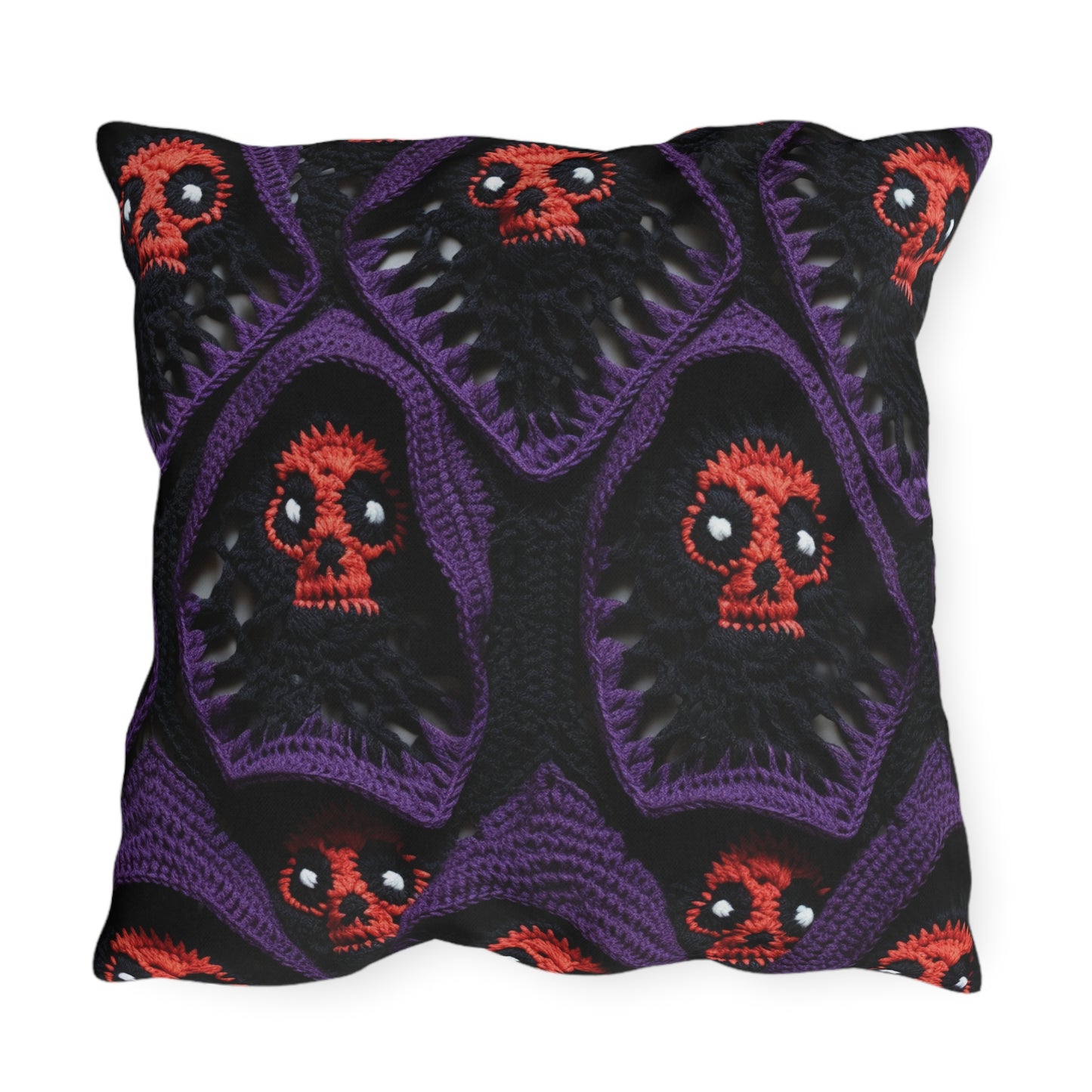 Grim Reaper Crochet Halloween Fright Scare Ghoul Fantasy Horror - Outdoor Pillows