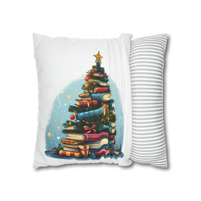 Book Lover Christmas Tree, Gift For Readers - Spun Polyester Square Pillow Case