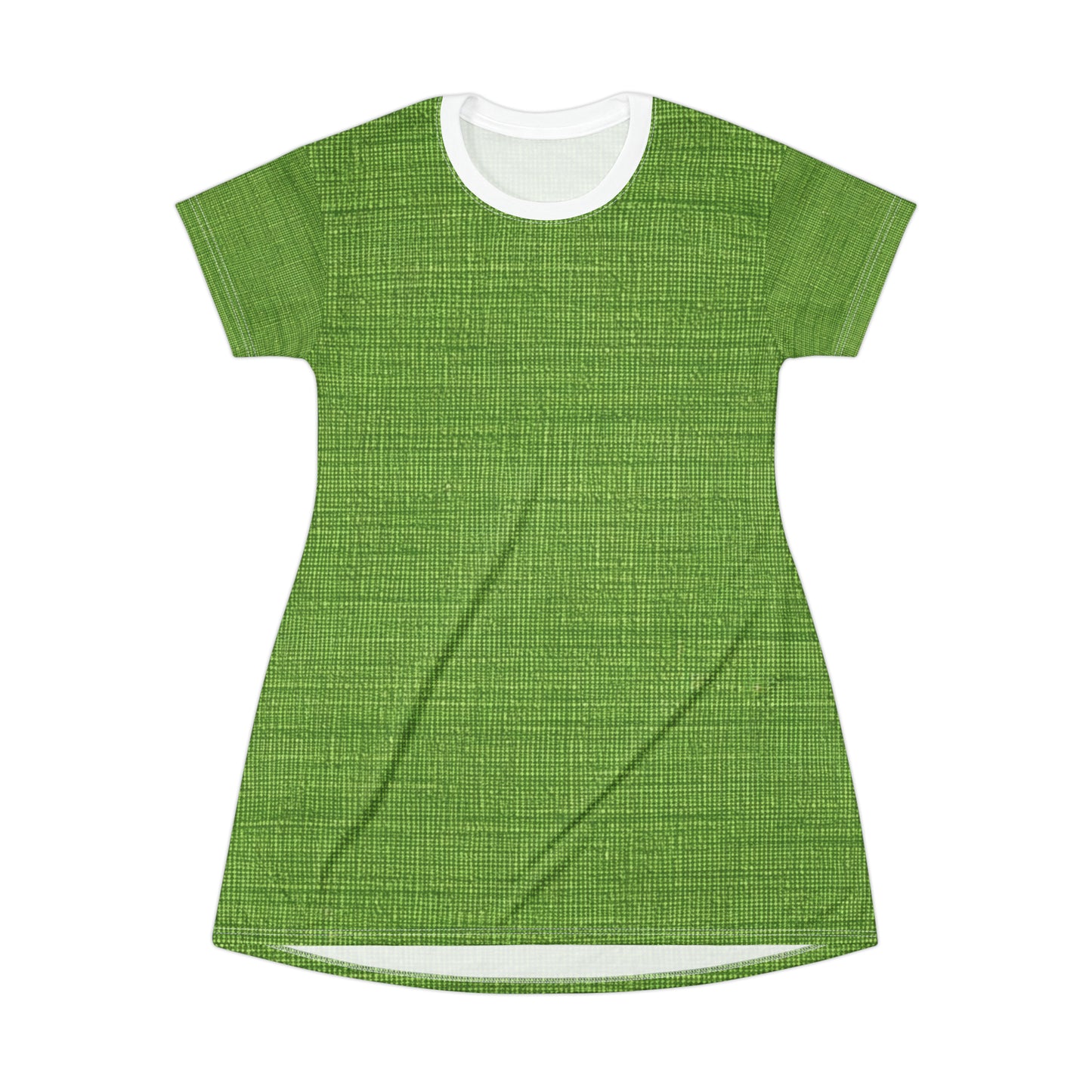 Olive Green Denim-Style: Seamless, Textured Fabric - T-Shirt Dress (AOP)