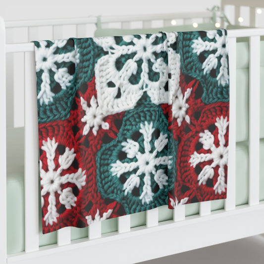 Christmas Snowflake Crochet, Festive Yuletide, Winter Wonderland Craft, Ice Crystal, Holiday Decor, Seasonal Adornments - Baby Swaddle Blanket