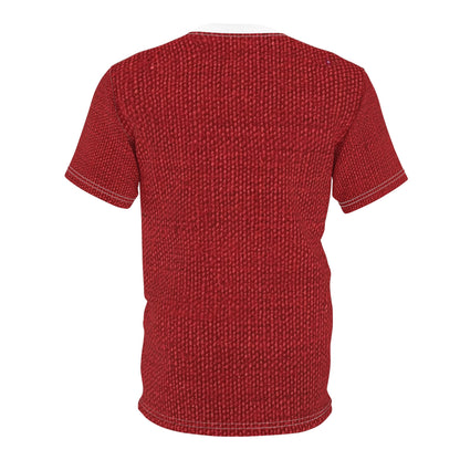 Rojo rubí atrevido: estilo de tela apasionado e inspirado en la mezclilla - Camiseta unisex cortada y cosida (AOP)