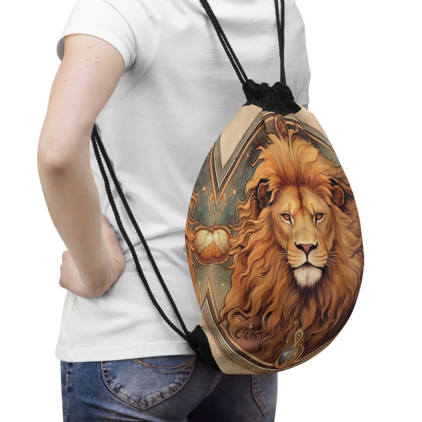 Astrological Leo Sign Vibrant Celestial Cosmic Zodiac - Drawstring Bag