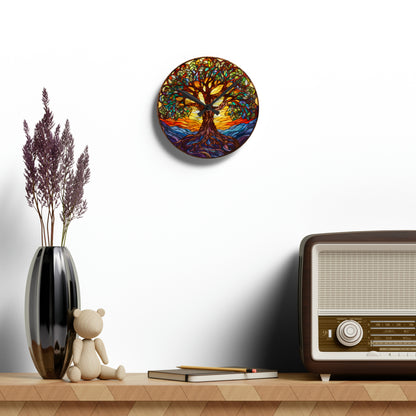 Tree Of Life, Christian Faith, Stained Glass Style, Acrylic Wall Clock