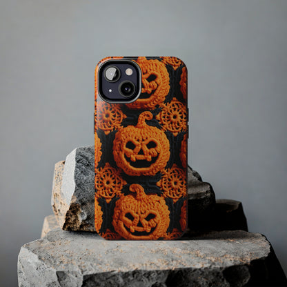 Halloween Crochet Pumpkin Scary Horror Festive Holiday Pattern - Tough Phone Cases