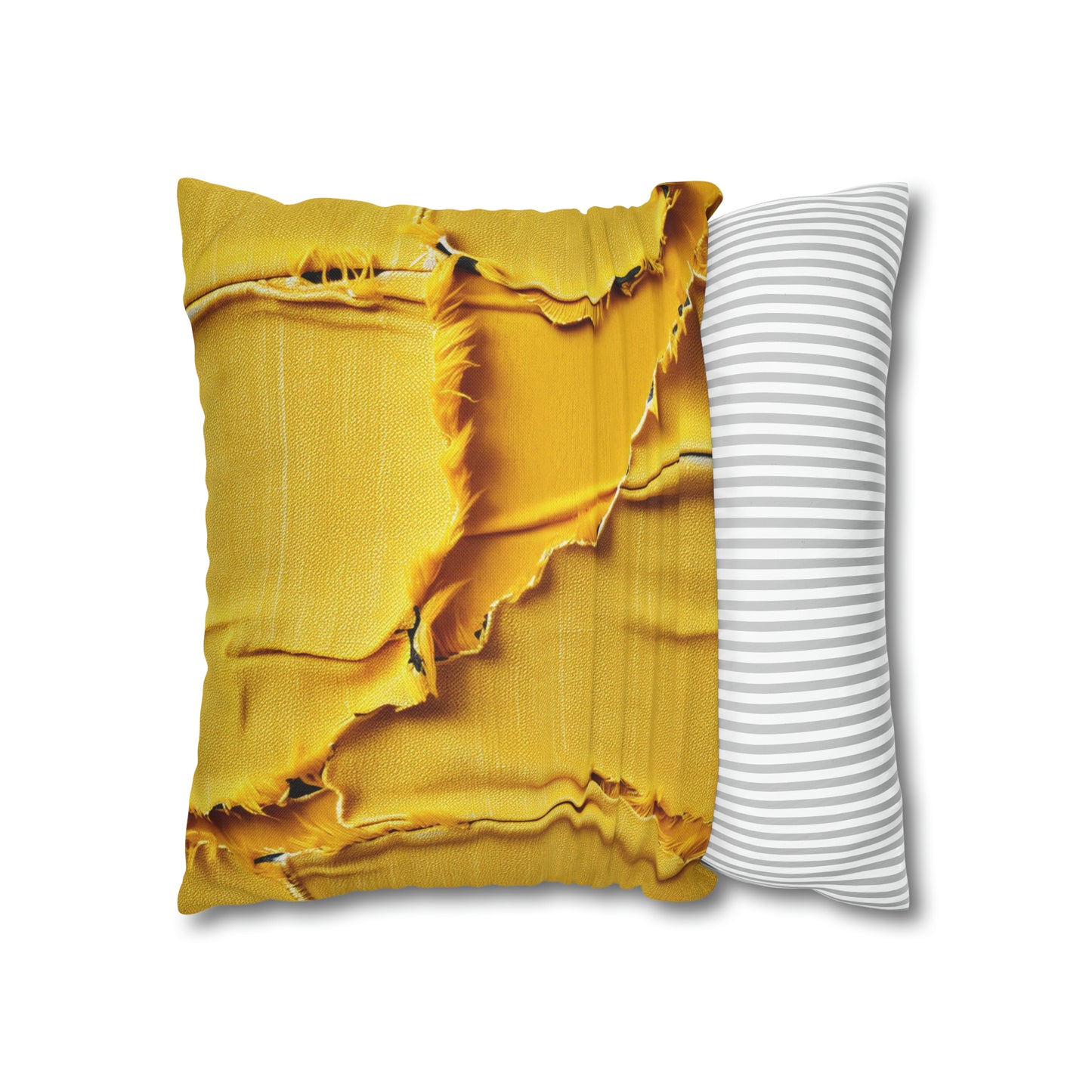 Banana Yellow Lemon: Bold Distressed, Denim-Inspired Fabric - Spun Polyester Square Pillow Case