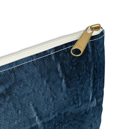 Distressed Blue Denim-Look: Edgy, Torn Fabric Design - Accessory Pouch