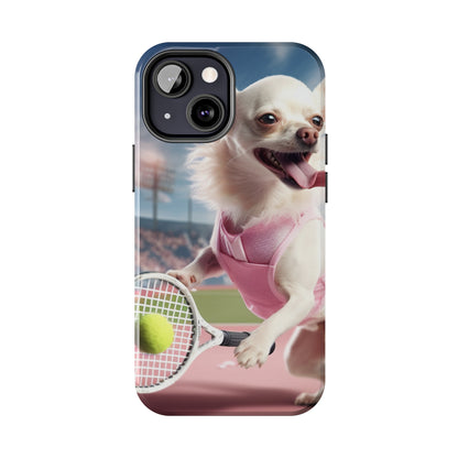 Chihuahua Tennis Ace: Dog Pink Outfit, Court Atheletic Sport Game - Tough Phone Cases