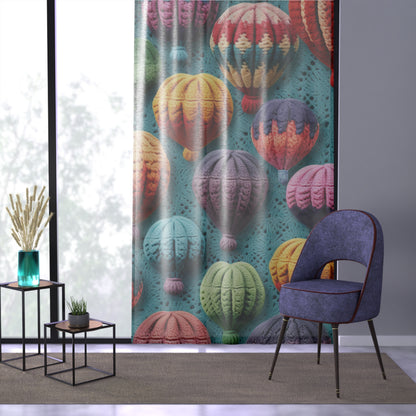 Crochet Hot Air Balloons Sky Travel Transport Scenic Style - Window Curtain