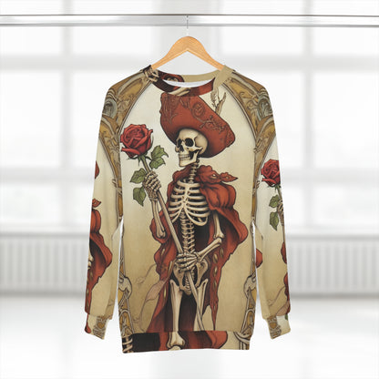 Tarot de cartas de la muerte - Esqueleto, rosa y viaje de transformación - Sudadera unisex (AOP) 