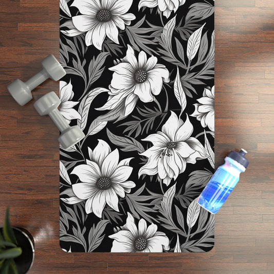 Monochromatic Floral - Blossom Maximalism, Watercolor Flower Pattern, Soft Cream Decor - Rubber Yoga Mat