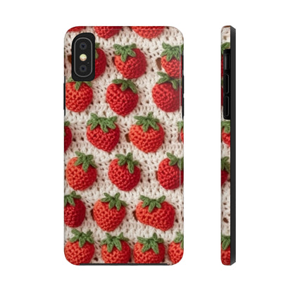 Strawberry Traditional Japanese, Crochet Craft, Fruit Design, Red Berry Pattern - Tough Phone Cases