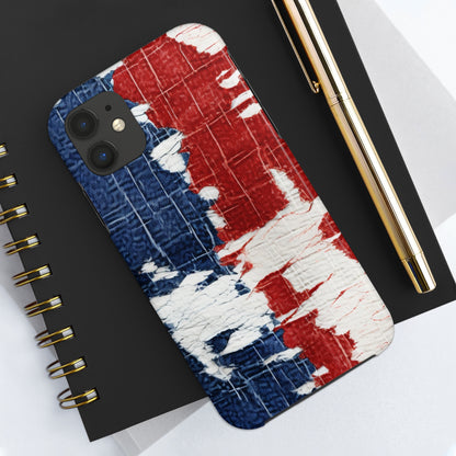 Patriotic Red, White & Blue: Distressed Denim-Style, Torn Fabric - Tough Phone Cases