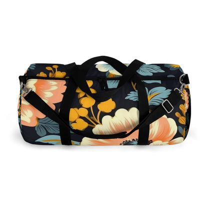 Vintage 50s 60s Inspired High-Waisted Floral Pattern Duffel Bag