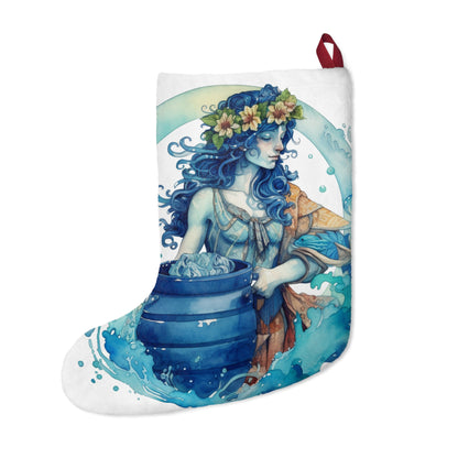 Artistic Aquarius Zodiac - Watercolor Water-Bearer Depiction - Christmas Stockings