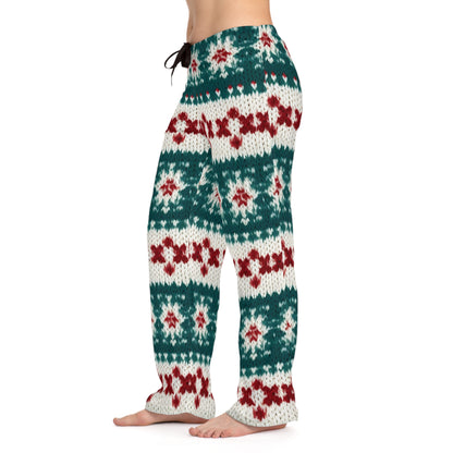 Vacaciones de ganchillo de punto navideño, patrón festivo de Navidad, temporada de invierno - Pantalones de pijama para mujer (AOP)