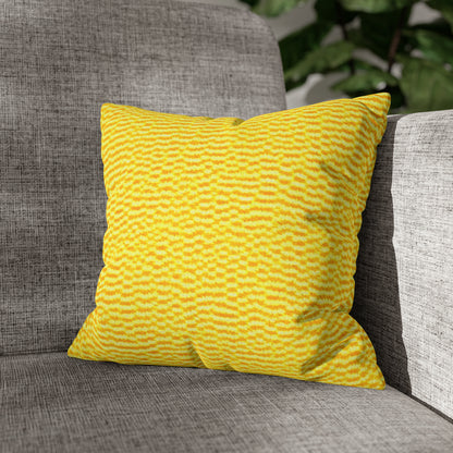 Sunshine Yellow Lemon: tela alegre e inspirada en la mezclilla - Funda de almohada cuadrada de poliéster hilado 