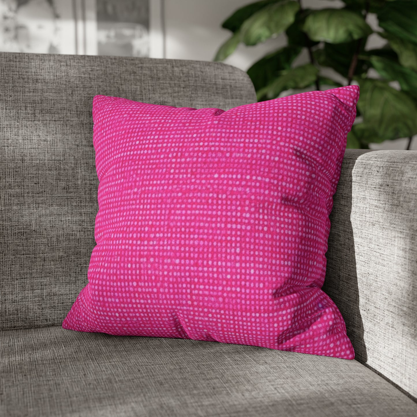 Hot Neon Pink Doll Like: Denim-Inspired, Bold & Bright Fabric - Spun Polyester Square Pillow Case