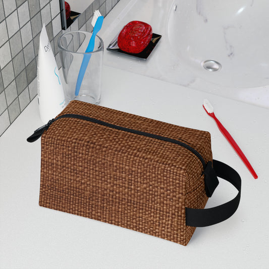Luxe Dark Brown: Denim-Inspired, Distinctively Textured Fabric - Toiletry Bag