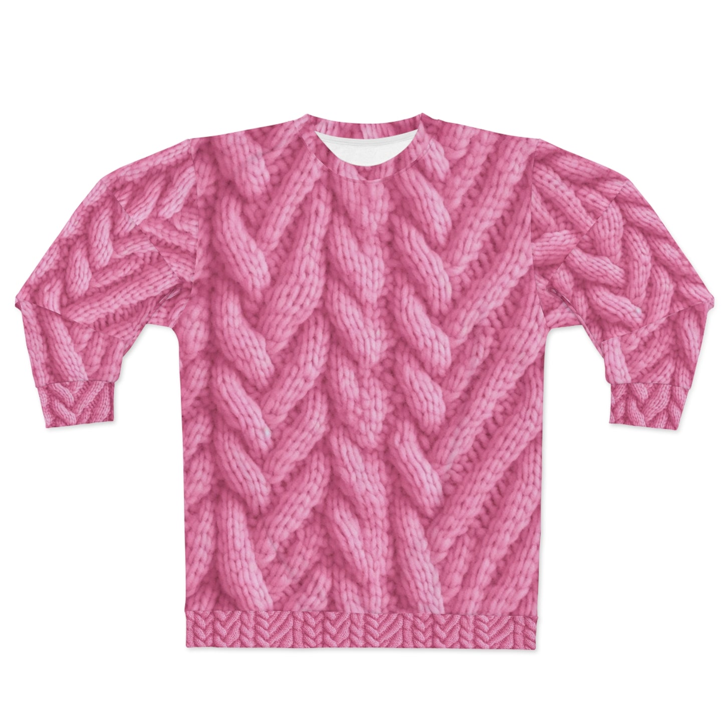 Blush Knit: Soft Hot Pink Palette Textured Fabric Design - Unisex Sweatshirt (AOP)