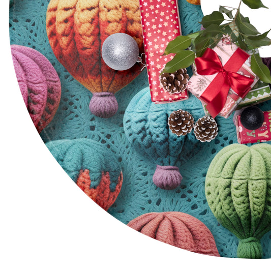 Crochet Hot Air Balloons Sky Travel Transport Scenic Style - Christmas Tree Skirts