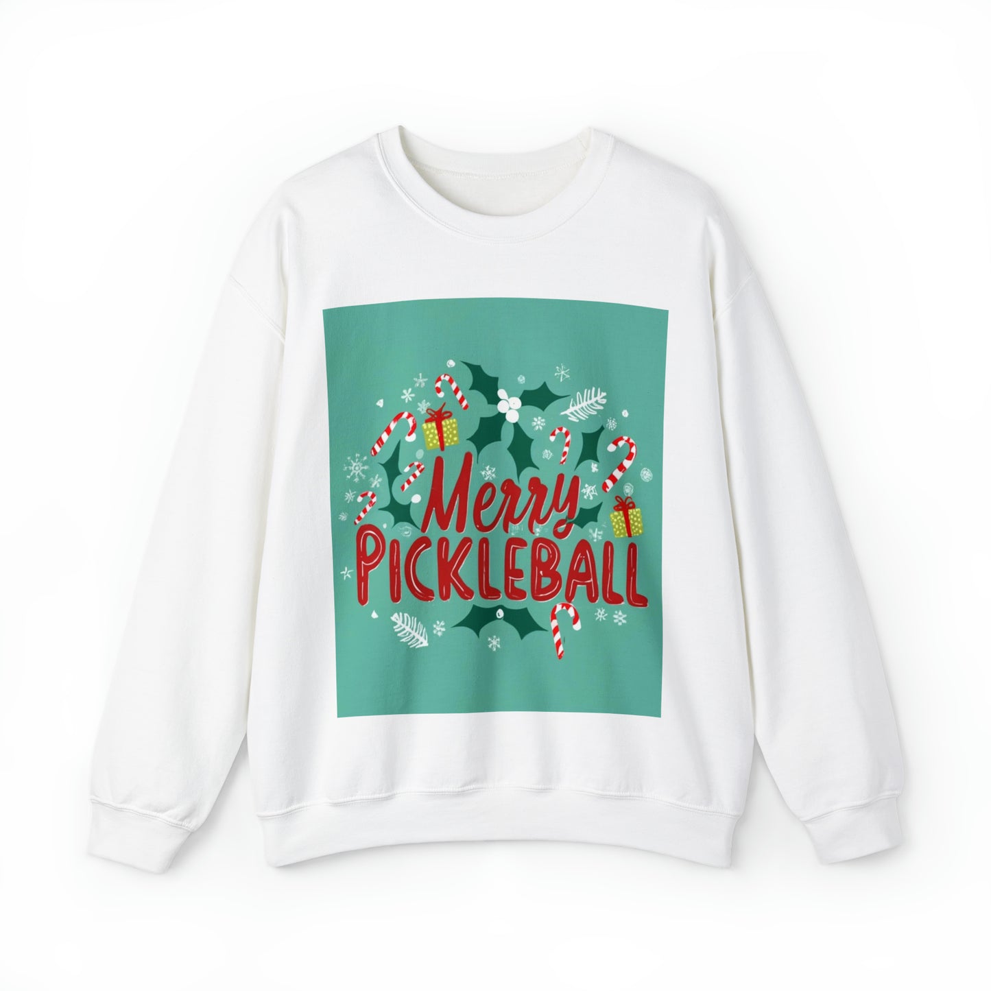 Feliz Navidad navideña de Pickleball - Sudadera unisex con cuello redondo Heavy Blend™ 