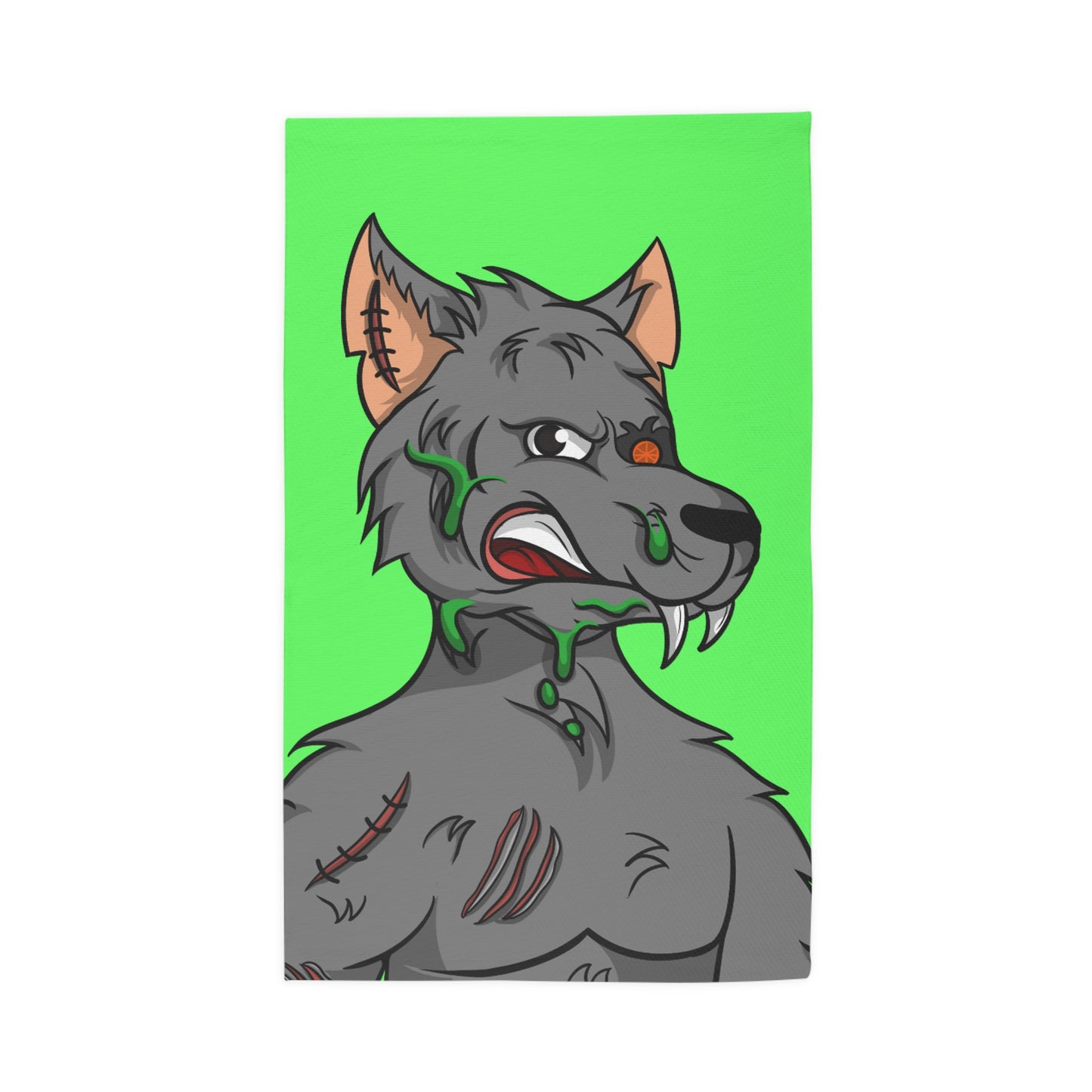 Wolf Grey Cyborg Animal Werewolve Dobby Rug