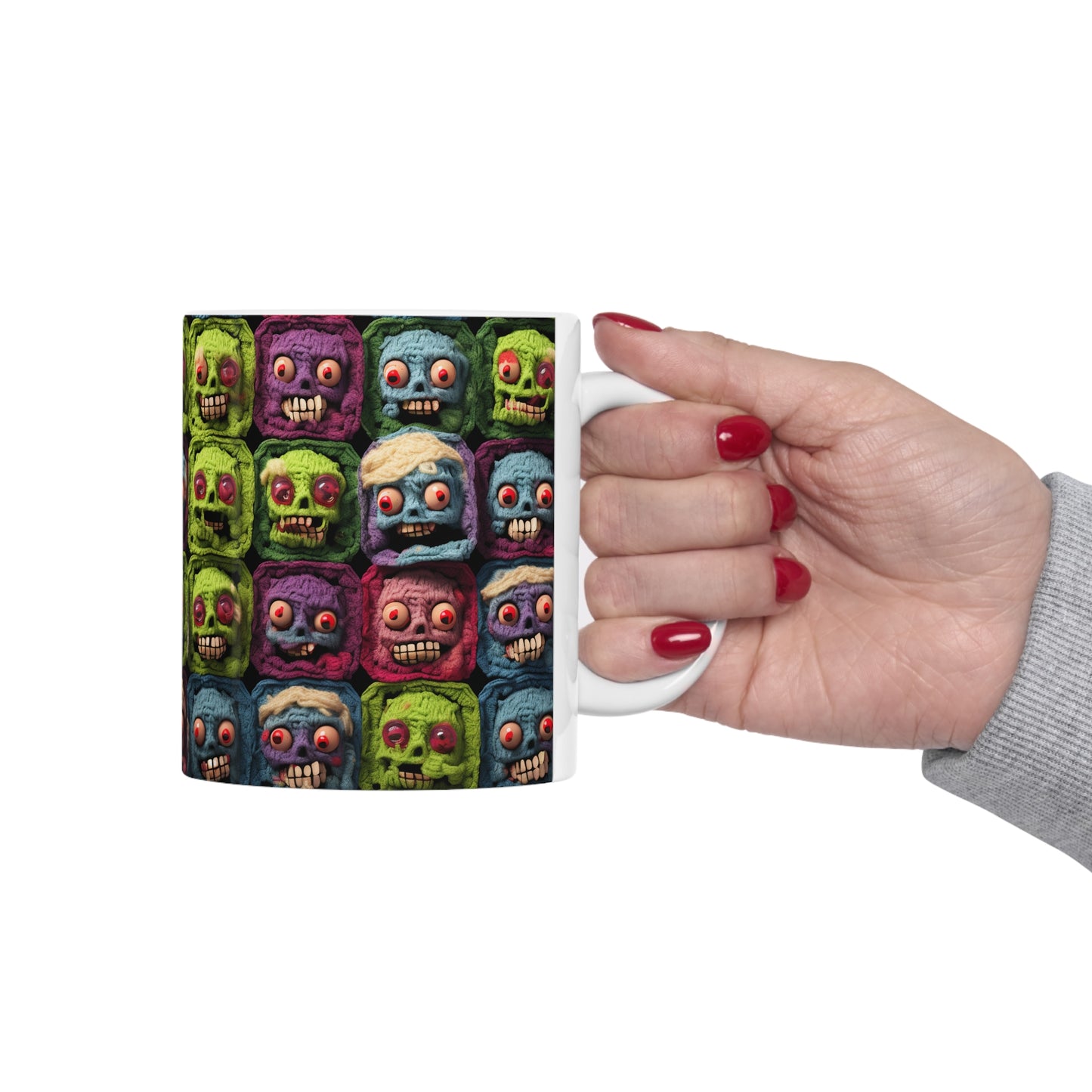 Zombie Crochet Halloween Spooky Holiday Festive Horror Living Dead - Taza de cerámica 11oz 