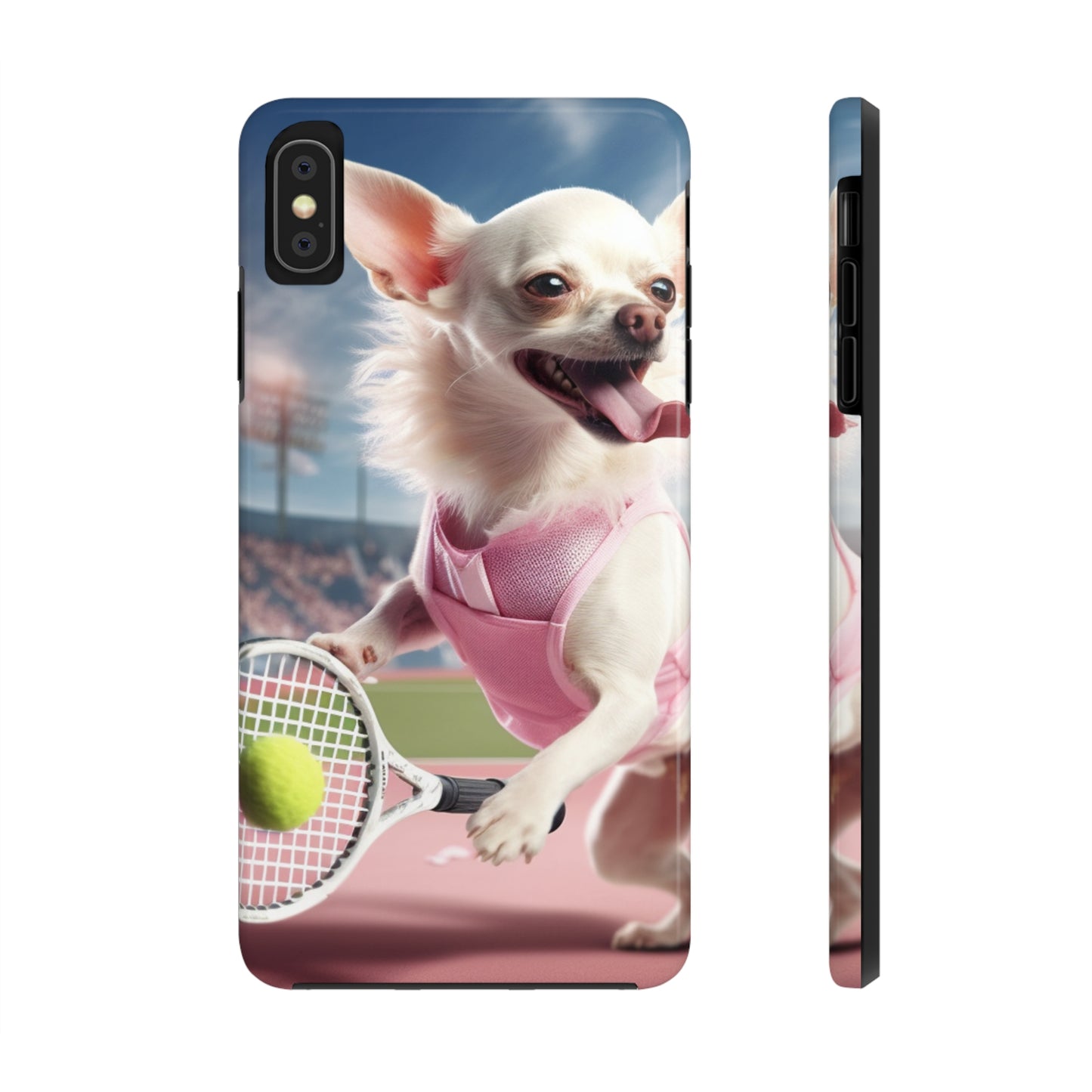 Chihuahua Tennis Ace: Dog Pink Outfit, Court Atheletic Sport Game - Tough Phone Cases