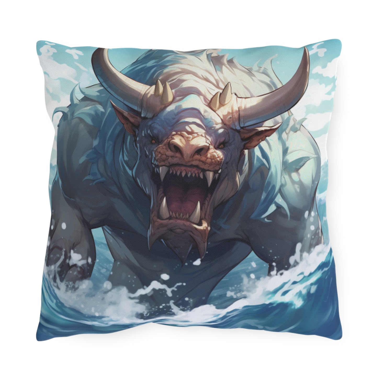 Bull Shark Fusion: Water Fantasy - Hybrid Ocean Marine Animal - Outdoor Pillows