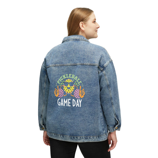 Pickleball Retro Graphic, Game Day Gift, Women's Denim Jacket