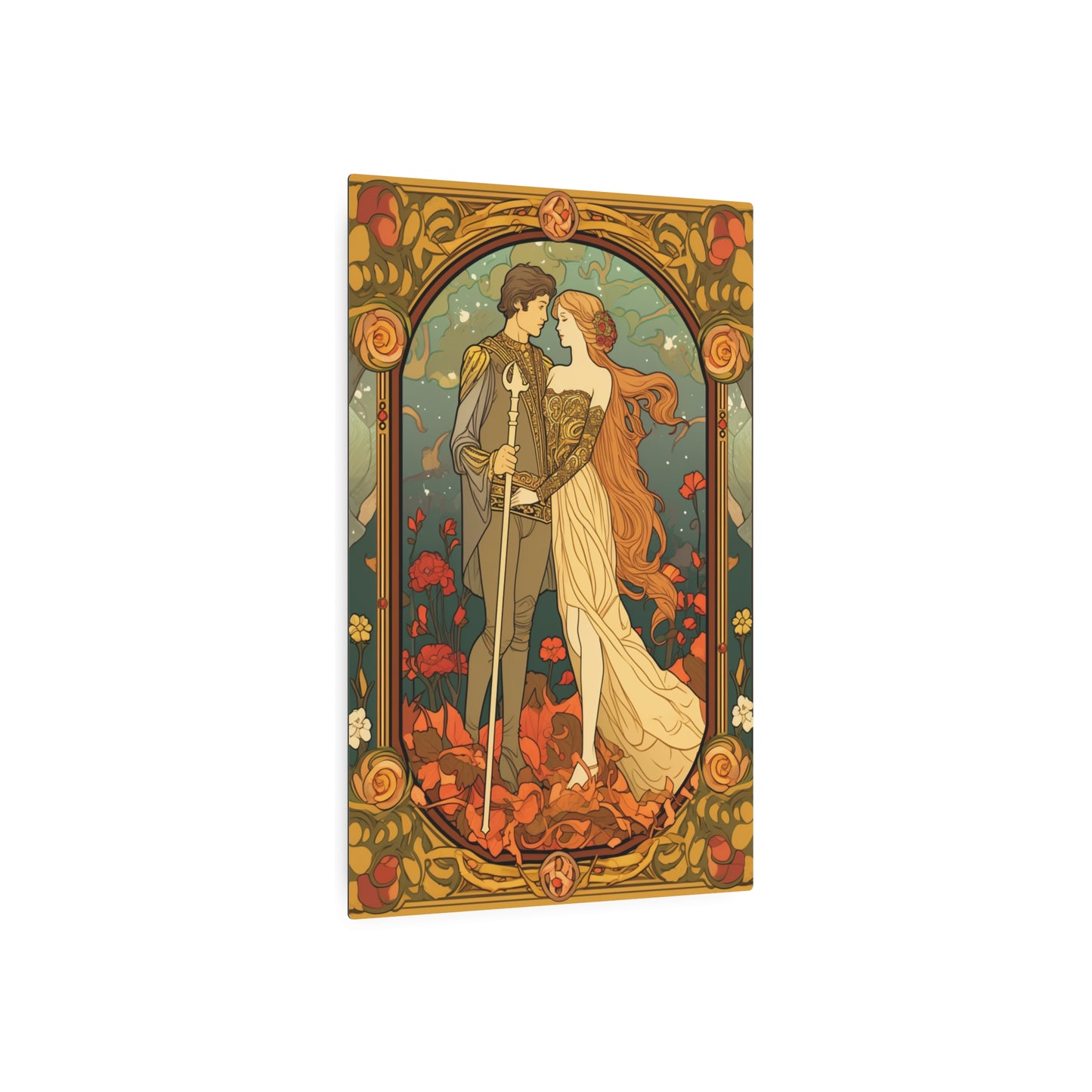 Lovers Tarot Card - Detailed Reading Symbolism, Full-Color Illustration - Metal Art Sign