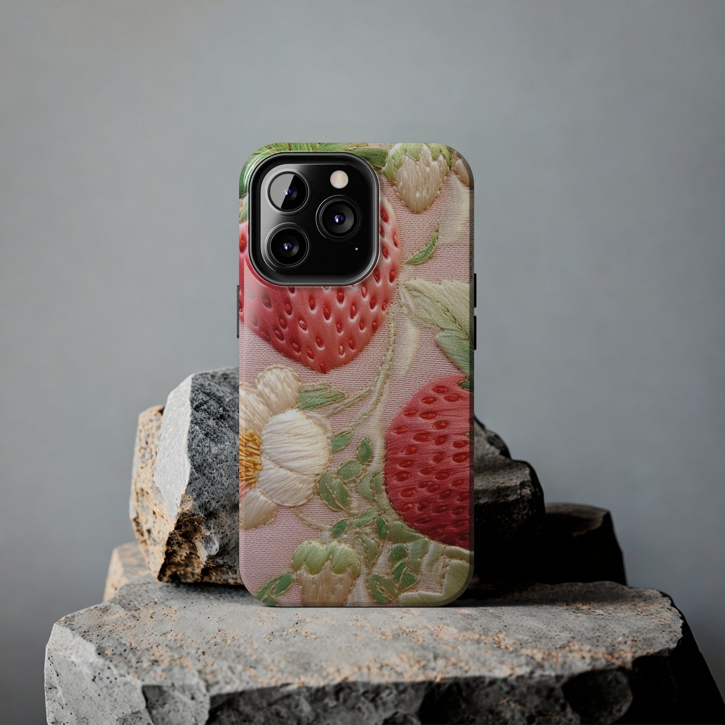 Red Berry Strawberries - Embroid Fruit - Healthy Crop Feast Food Design - Tough Phone Cases