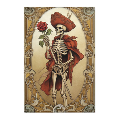 Death Card Tarot - Skeleton, Rose, and Transformation Journey - Area Rugs