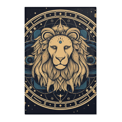 Leo Zodiac Sign - Mystic Circle Astrology Art Cosmic constellation - Area Rugs