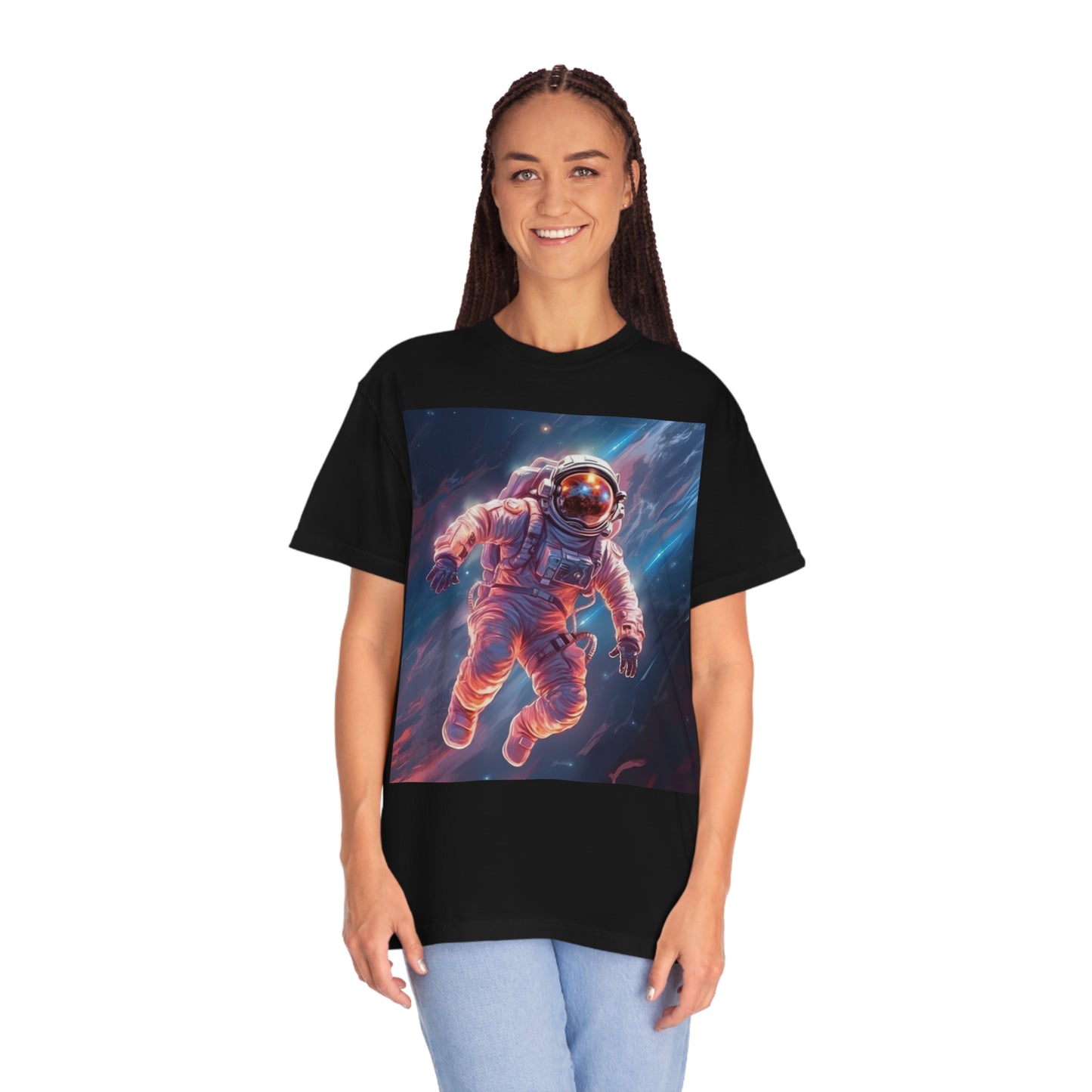 Astronauta del espacio exterior - Galaxy Starfield Art - Camiseta unisex teñida de ropa