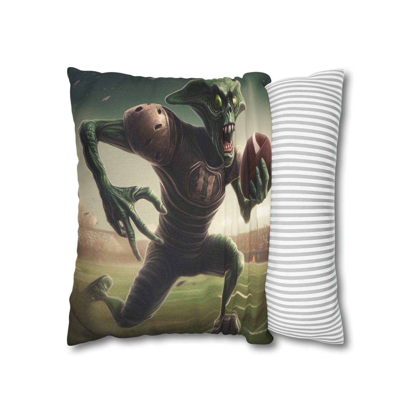 Alien Football Space Sport Game Stadium Athlete Galaxy Player - Spun Polyester Square Pillow Case