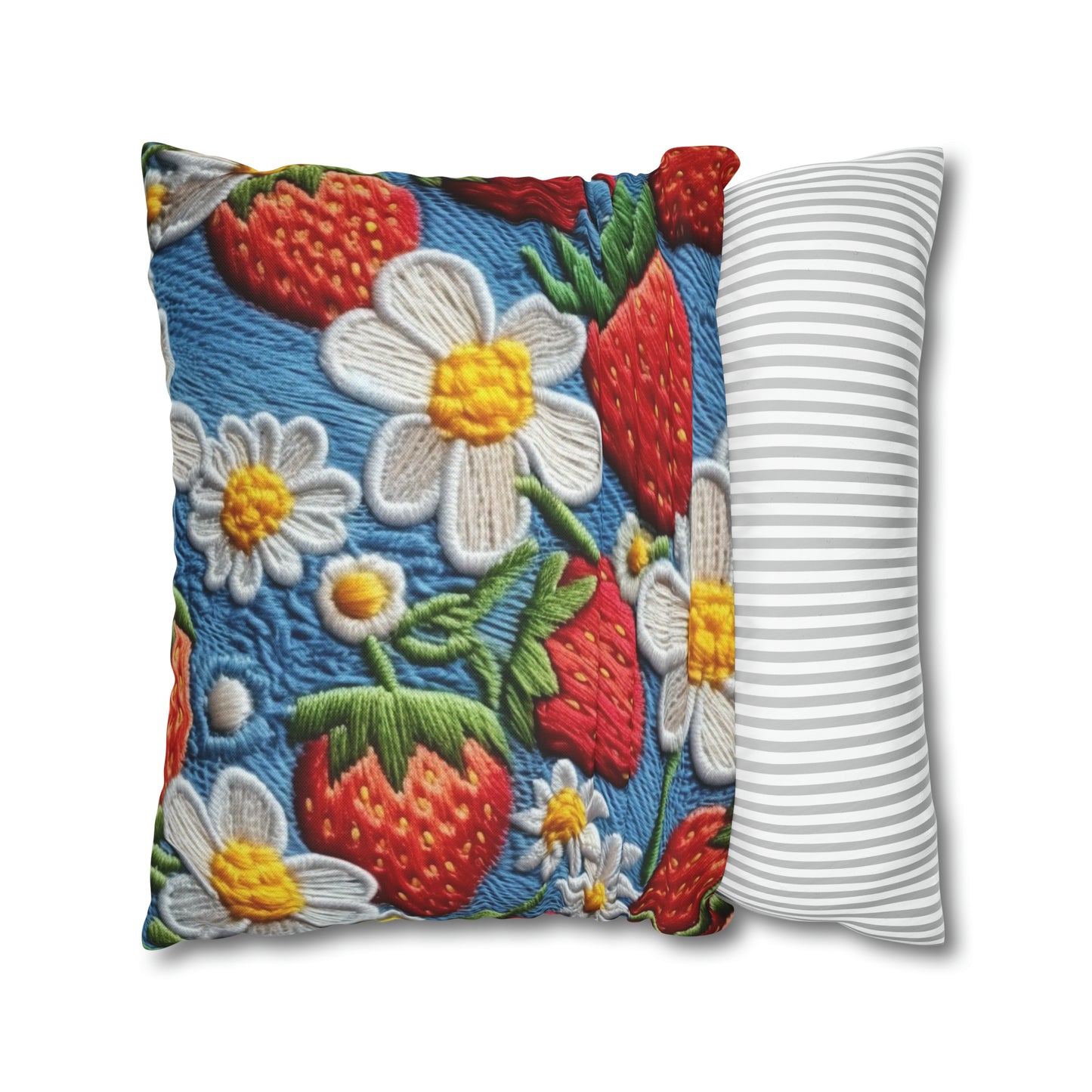 Orchard Berries: Juicy Sweetness from Nature's Garden - Fresh Strawberry Elegance - Spun Polyester Square Pillow Case