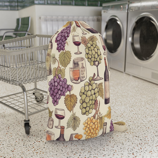 Wine Lovers Theme: Varieties of Wine, Grapes & Vineyards Design Laundry Bag