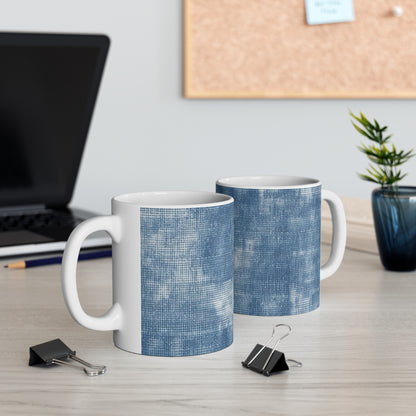 Faded Blue Washed-Out: Denim-Inspired, Style Fabric - Ceramic Mug 11oz