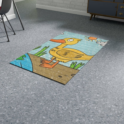 Yellow Duck Bird Pond Dobby Rug