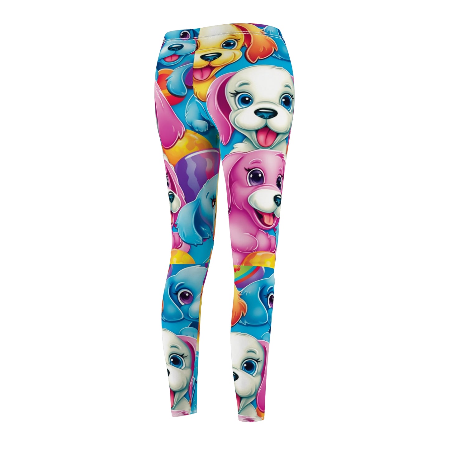 Happy Puppy & Dog Design - Vivid and Eye-Catching - Women's Cut & Sew Casual Leggings (AOP)