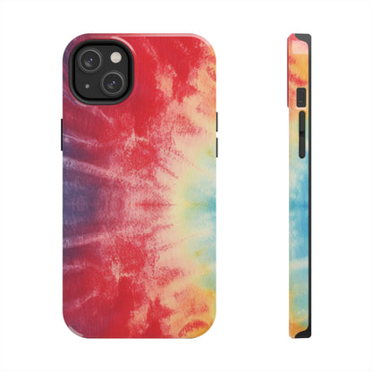 Rainbow Tie-Dye Denim: Vibrant Multi-Color, Fabric Design Spectacle - Tough Phone Cases